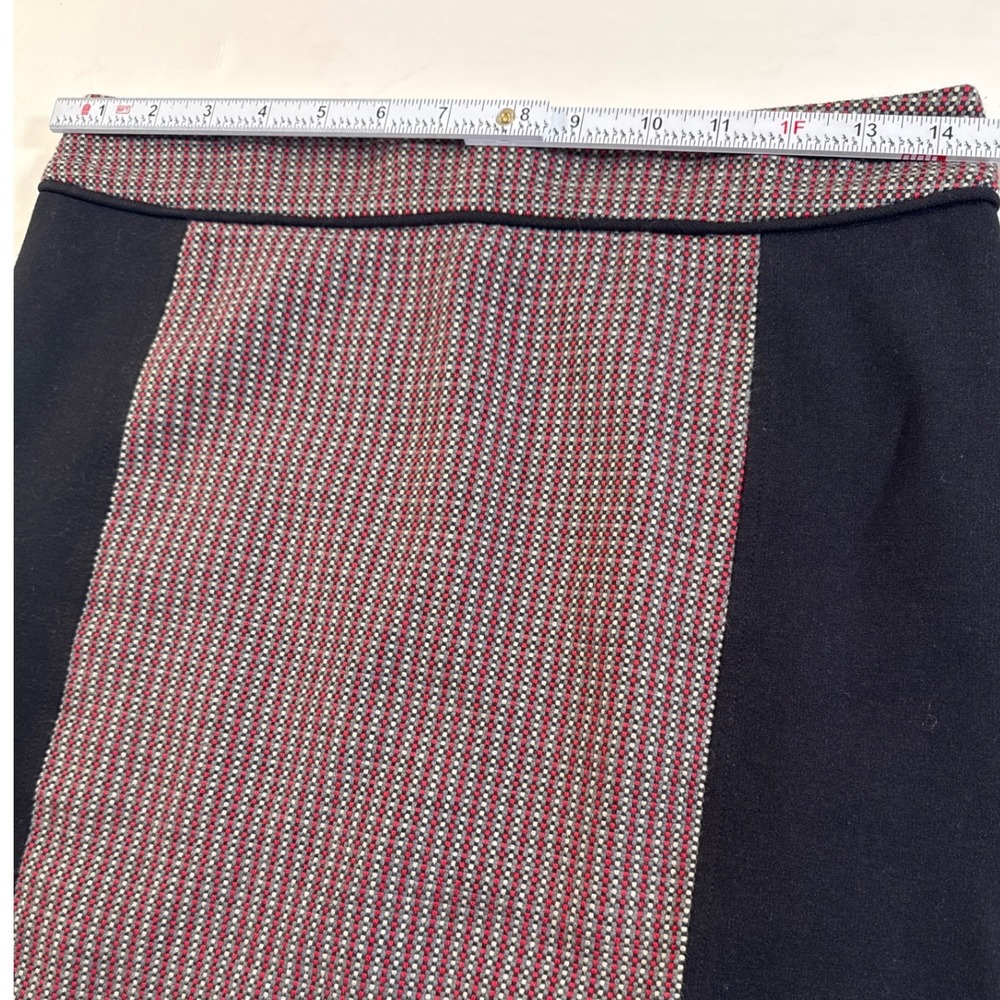 TRISTAN Black Red Colorblock Tweed Mini Skirt Women's Size 2 Made in Canada - Picture 7 of 8